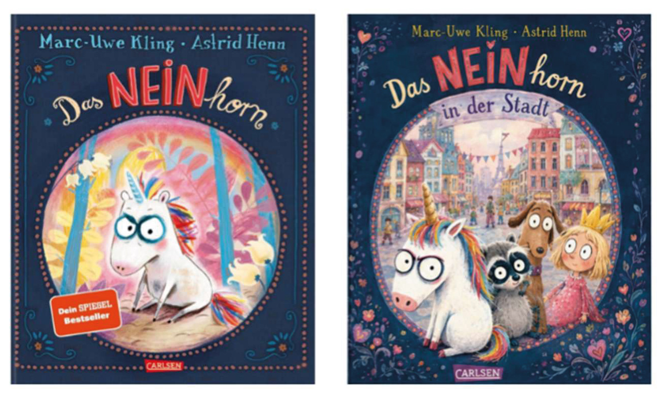 Das NEINhorn: Originalcover und ChatGPT-Fake | © Carlsen Verlag